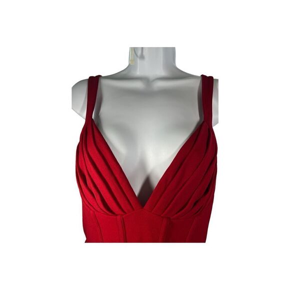 Lulus Modern Diva Red Pleated Sleeveless Bustier Jumpsuit Size M - Picture 7 of 11